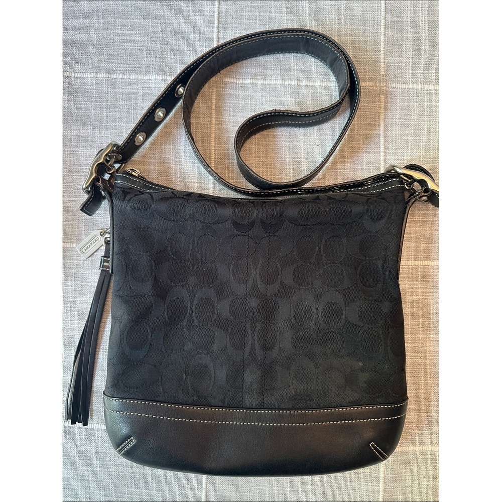 Coach 9362 Signature Slim Duffle Bag Black Tassel Crossbody Y2K Vintage 2004 - Picture 3 of 8